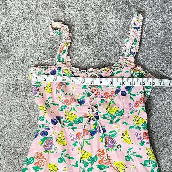 Urban Outfitters Womens Pink Fruit Print Lace Up Mini Babydoll‎ Dress Size XS - Image 10