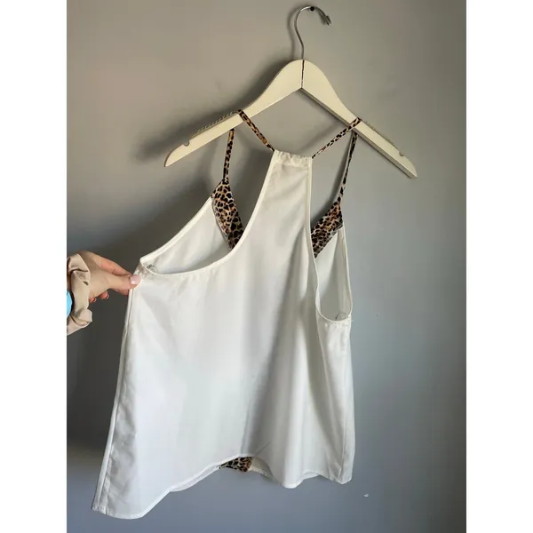 Cezele Collection Flowy Tank Top Womens Large Beige Leopard Print Sleeveless - Image 8