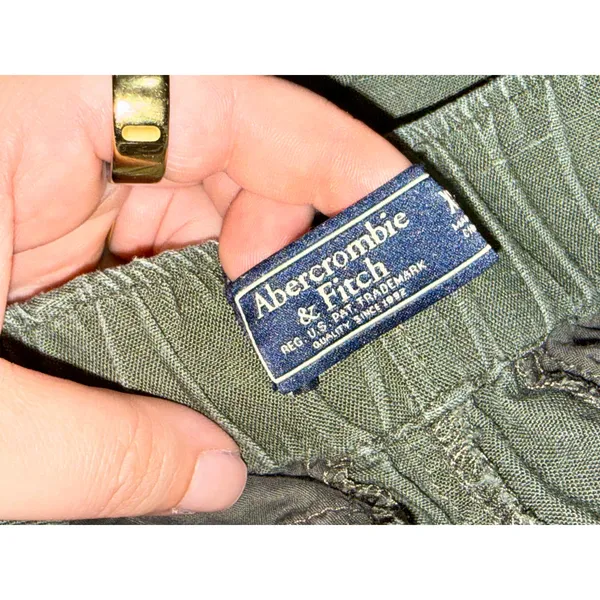 Abercrombie & Fitch Olive Green Linen Blend Pull On Wide Leg Pants Women Size XS - Image 4