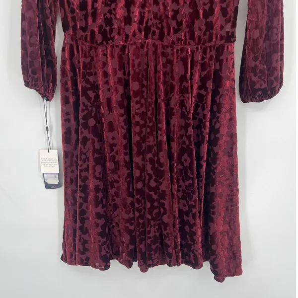 Tommy Hilfiger Burnout Velvet Dress Sz 6 Whimsigoth Burgundy Sheer Romantic Goth - Image 10