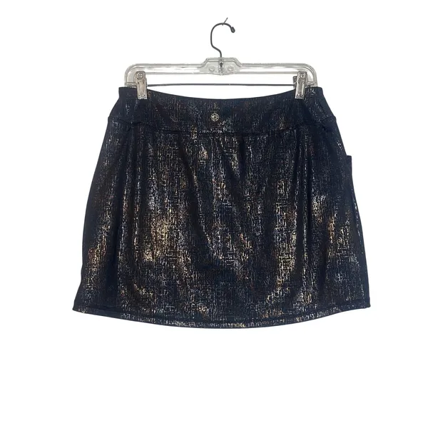 Lilly Pulitzer Sabbia Luxletic Skort Black Gold Metallic Foil Activewear Women M - Image 5
