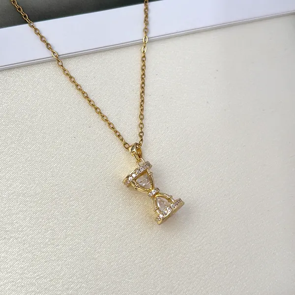 CZ Hourglass Pendant Necklace for Women - Image 2