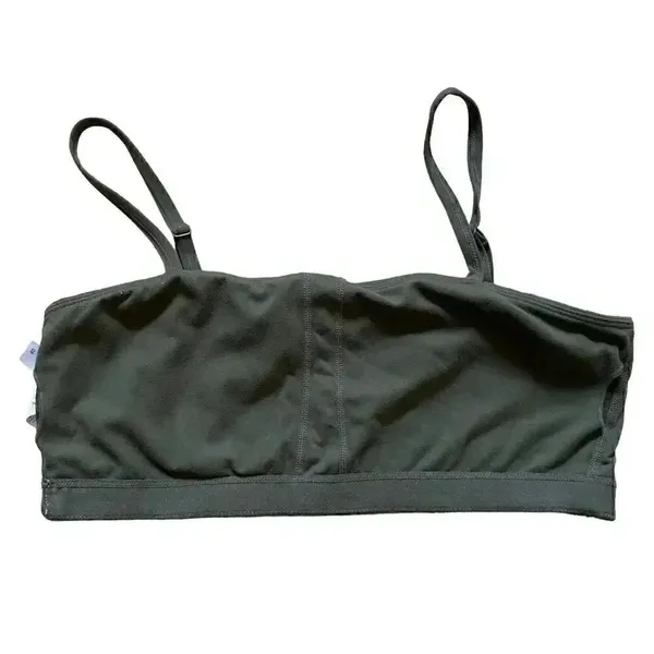 Bandeau Green Adjustable Straps Solid Lightweight Womens Sports Bra SZ XL - Image 3