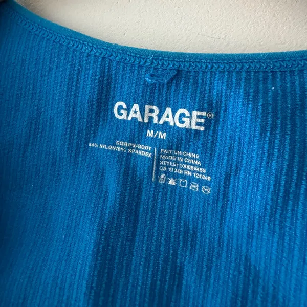 Garage Blue Seamless Ribbed V Neck Crop‎ Top - Image 6