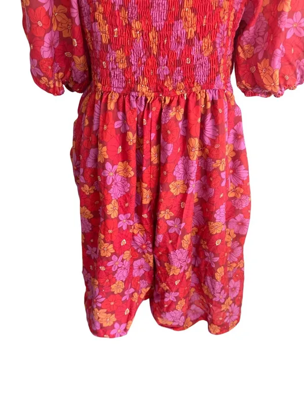 BALTIC BORN Red Floral Smocked Sundress Size XL - Image 6