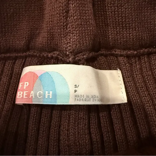 Free People Beach NWT Kami Hooded Sweater Set Womens Small Brown/Cream Oversized - Image 13