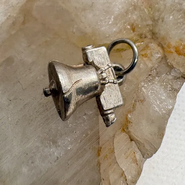 Vintage Liberty Bell Charm Silver Tone Patriotic Philadelphia Pendant Charm - Image 2