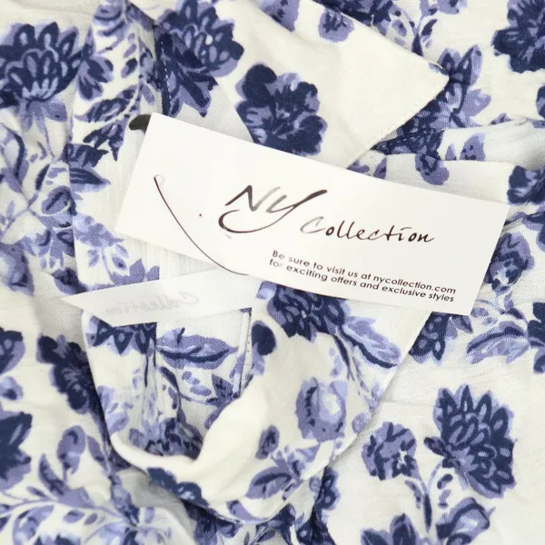 NWT Ny Collection 3/4 Sleeve Crinkle Tiered Maxi Dress White Navy Floral PS - Image 4
