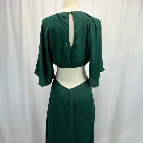 Reformation Benny Dress 4 Green Cut Out Flutter Sleeve Maxi Cali-Cool Bobo Chic - Image 8
