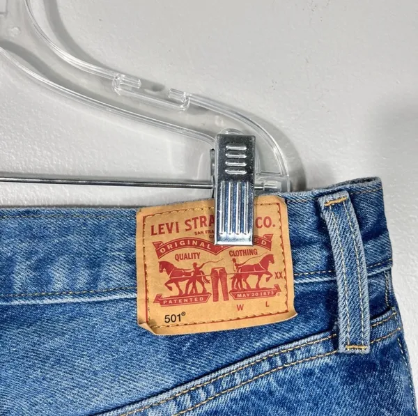 Levi's 501 Two-Tone Denim Straight Leg Button Fly Jeans 27x30 Raw Hem Rigid Jean - Image 6