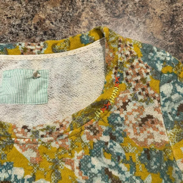 Lilka Anthropologie Womens Top Sweatshirt Mixed Media Ruffle Floral Medium FC - Image 3