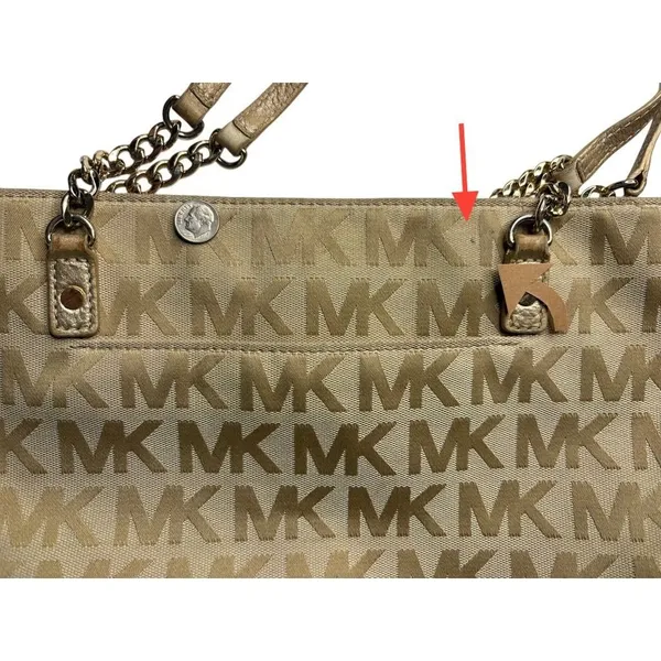 Michael Kors Double‎ Strap Jet Set Monogram Tan Chain Tote Handbag - Image 12