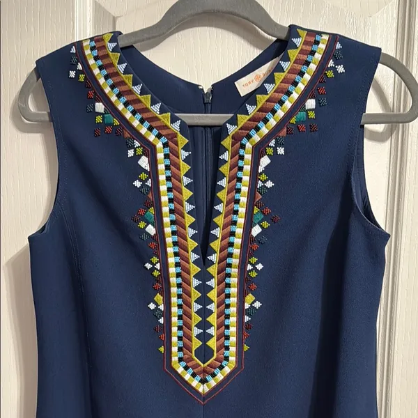 Tory Burch Sophia Embroidered Shift‎ Dress Boho Minimalist Resort Southwestern - Image 5