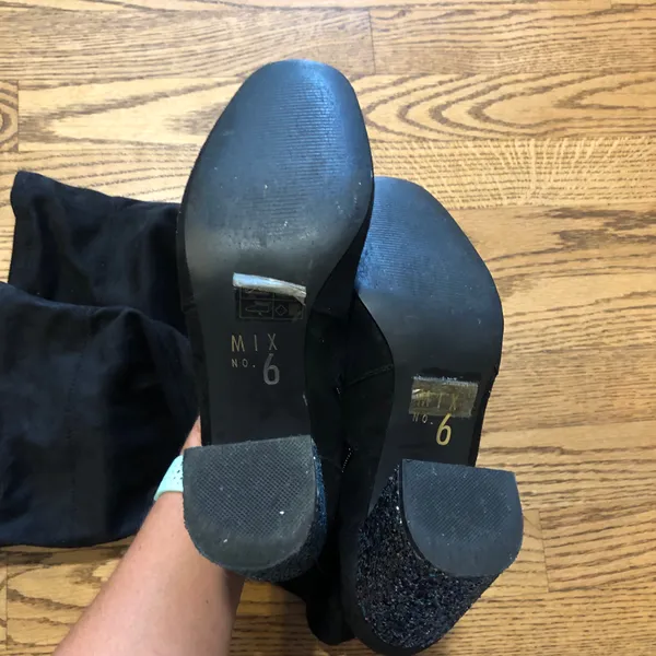 Mix No. 6 Huven Boots Tall Glitter Heel Black - Image 4