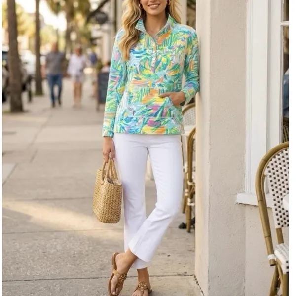 Lilly Pulitzer Captain Popover Knit Top in Sea Salt Sun Pockets MEDIUM - Image 3