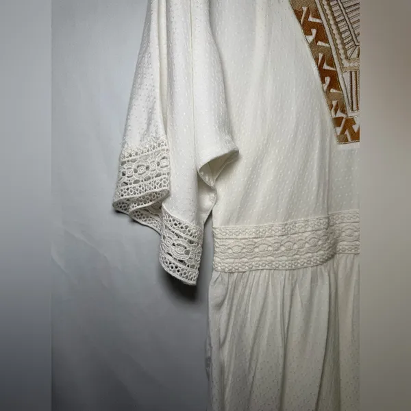 Ella Moon‎ White Embroidered Tassel Tie Boho Mini Dress Size S - Image 6