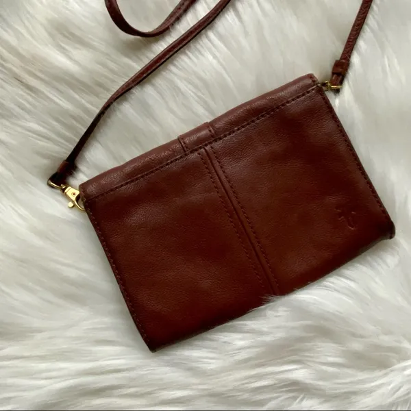 FRYE Ring Crossbody Purse Handbag Brown Leather - Image 7
