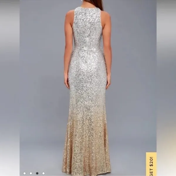 Lulus Infinite Dreams Ombre Sequin Trumpet Maxi Dress Gown Gold/Silver - Image 2