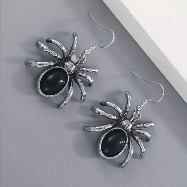 1 Pair Of Gothic Style Drop Earrings Horror Spider‎ Design - Image 13