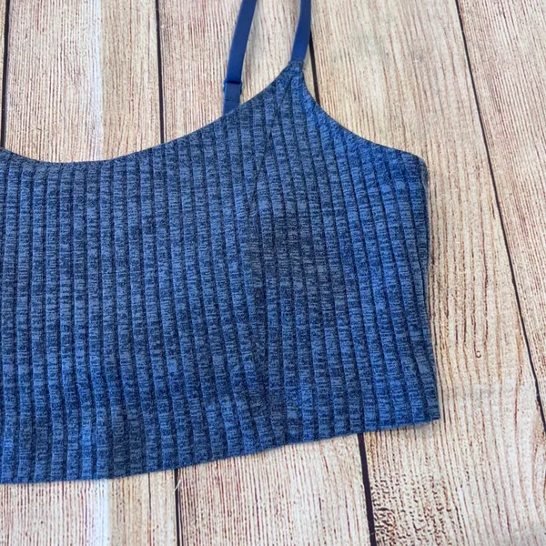 Aerie Womens Blue Ribbed Marled Crop Top Adjustable Straps Size S/P - Image 2