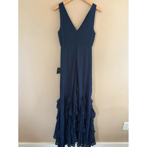 Lulus Alorna Dark Navy Sleeveless Ruffled Maxi Dress Size Small NWT Whimsical - Image 4