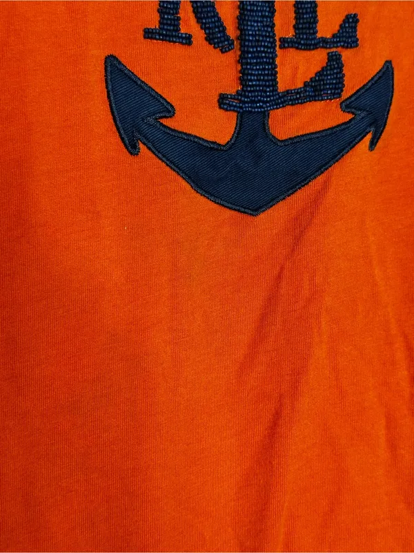 Lauren Ralph Lauren Orange Anchor Graphic Tee Shirt Size Large - Image 5