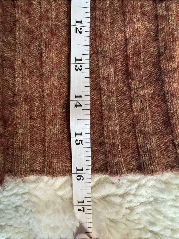 Madewell Cropped Ribbed Mock Neck Sweater – Size M – Rust/ Burnt Orange - Image 4