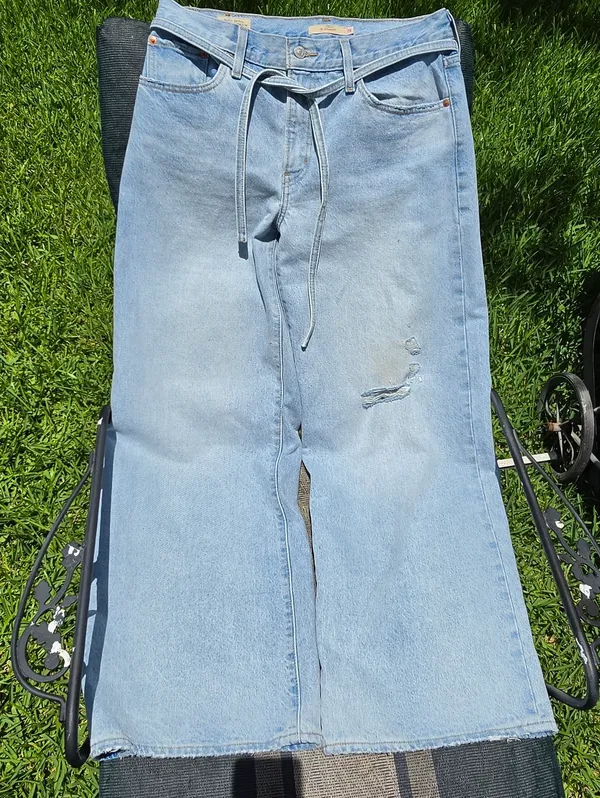 Levis Premium Womens XL Straight Jeans 28 Linen Blue Mid Rise Baggy Loose - Image 3