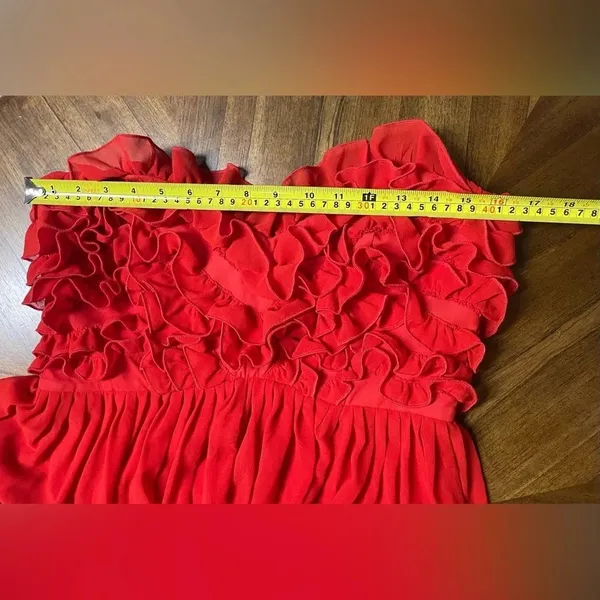 NWT Revolve Lovers & Friends Red Maxi Gown Size Large Ruffled Top Leg Split - Image 8
