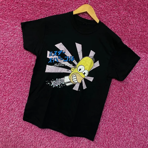 Homers Japanese Promo Mr Sparkles The Simpsons Cartoon Tee M - Image 3