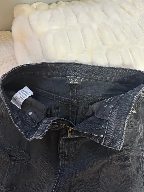 American Eagle Black Wash Comfort Stretch Ripped Jeans - Image 4