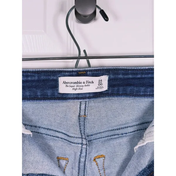 Abercrombie & Fitch Super Skinny Ankle High Rise Jean Size 24 Blue Casual Staple - Image 4