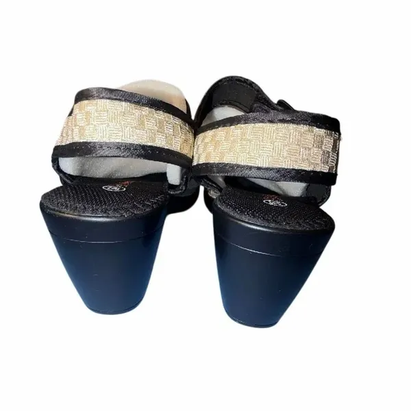 ❤️Bernie Mev Beatrice Slingback Sandal 37 US 6.5/7 Gold Woven Block 3” Heel Comf - Image 8