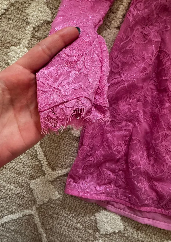 SKIMS Pink Lace Turtleneck Longsleeve Mini Dress - Image 5