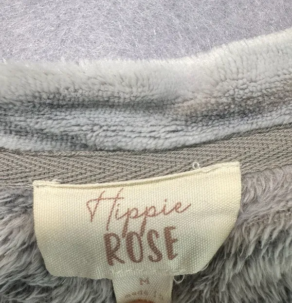 Hippie Rose Sweatshirt Size M Gray Zebra Print Fuzzy Fleece - Image 2