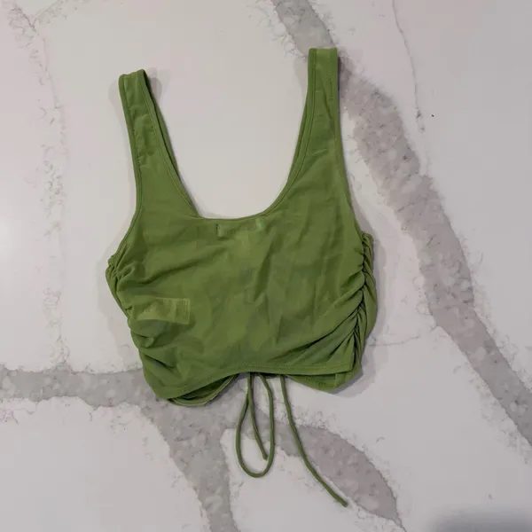 Urban Outfitters NWT Ruched Lace Up Cropped Sheer Tank Top Women’s Medium Green - Image 11
