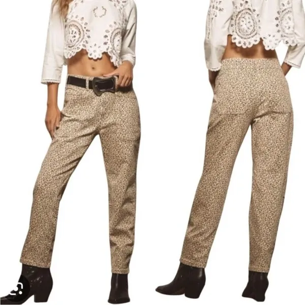 Anthropologie Pilcro The Wanderer Mid Rise Relax Leg‎ Jeans Leopard Size 31 - Image 2