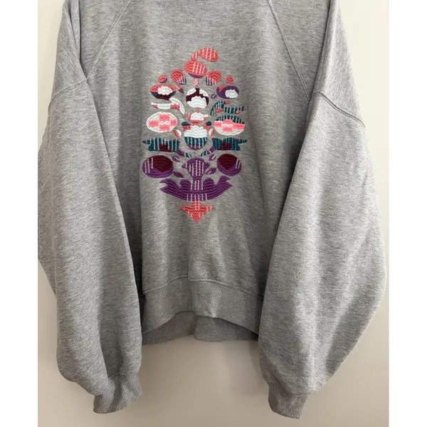 Free People Movement On Your Mark‎ Mock Neck Sweatshirt Gray Women's Size Small - Image 5