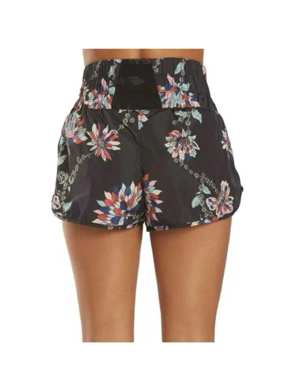 Free People Black Floral Athletic Shorts The Way Home XS - Image 2