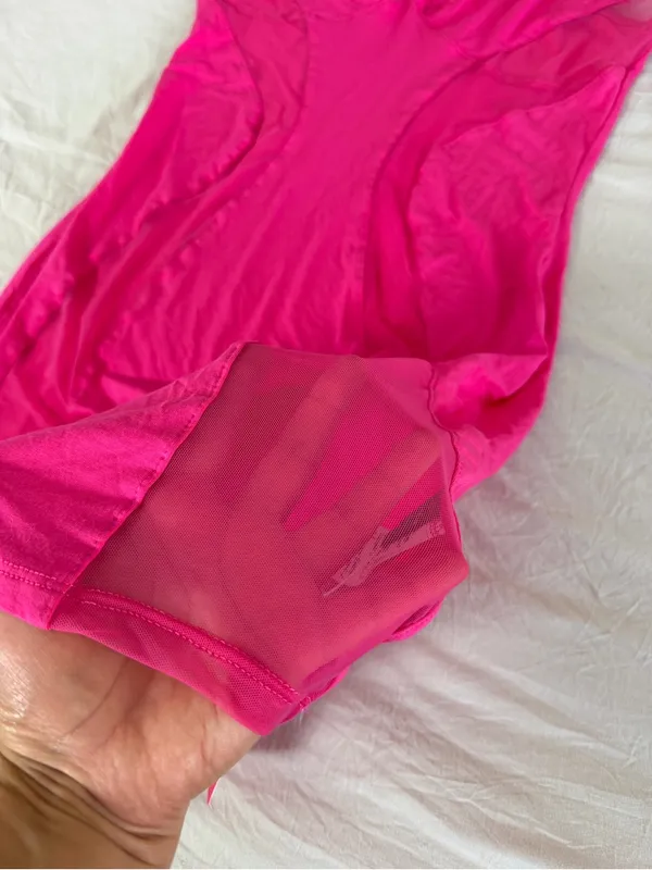 Hot Pink Mesh‎ Panel Mini Dress - Image 7