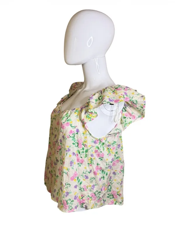 Blu Pepper Floral Ruffle-Sleeve Camisole - Pink/Yellow/Green - Image 2