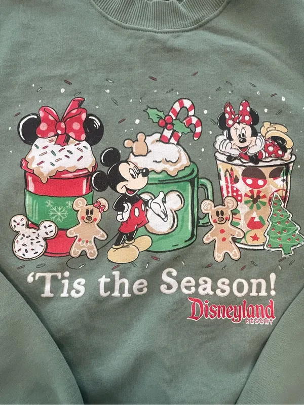 Disney Parks Christmas Sweatshirt S Tis The Season Mickey Minnie Cocoa Mint gree - Image 4