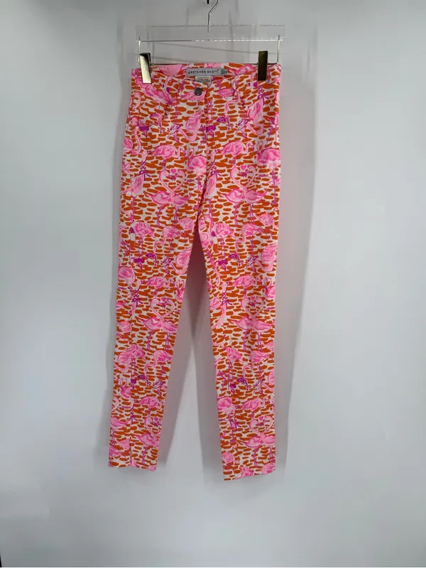 Gretchen Scott Cotton Spandex Vibrant‎ Colorful Flamingo Novelty Pants XS - Image 3