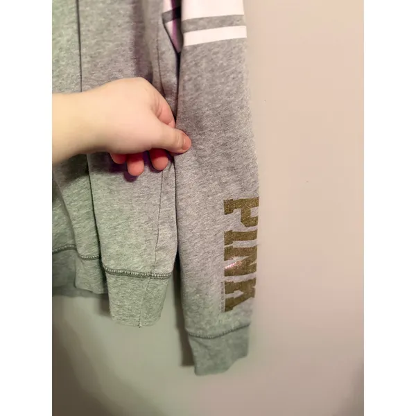 PINK Victoria's Secret Sweatshirt Panthers‎ Graphic Sequins Gray Small - Image 3