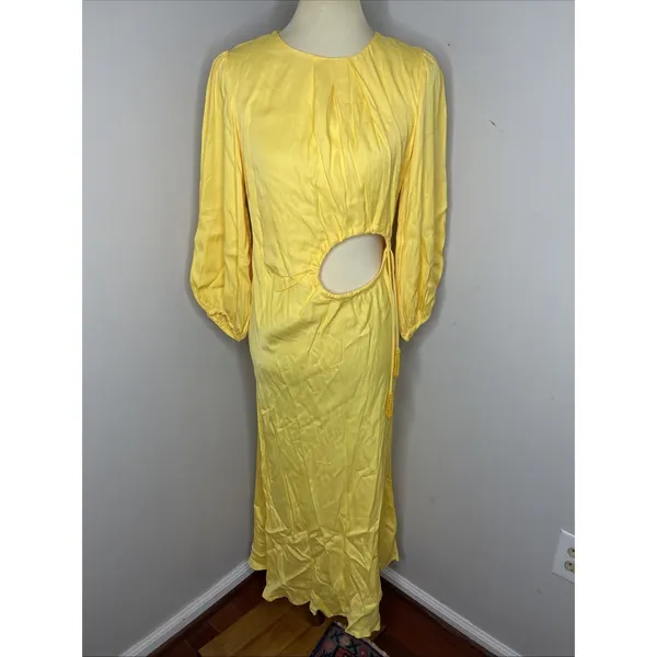 New Farm Rio Yellow Cutout Piped Ring Midi Dress Small - Image 2