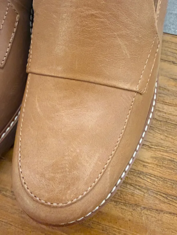 Naturalizer Darry Lug Sole Platform Loafers Tan Cognac Leather Size 7 - Image 7