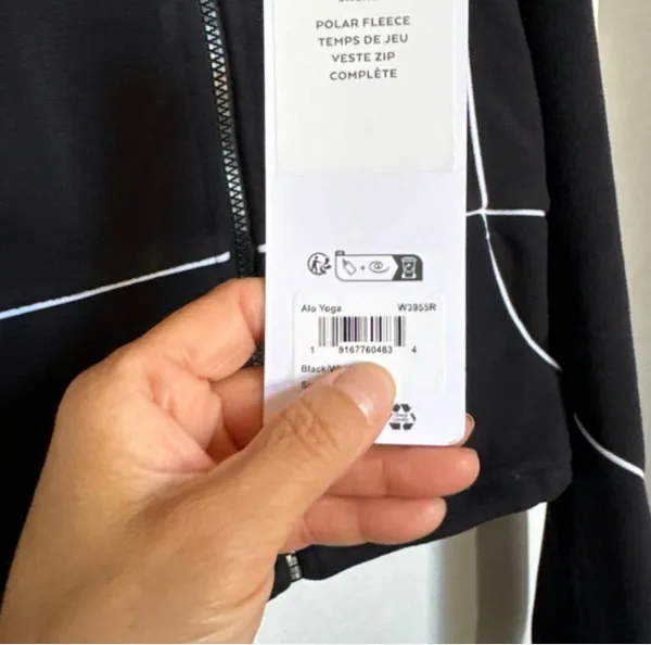 Alo Yoga Polar Fleece Game Time Full Zip Jacket Black Athletic small - Image 3