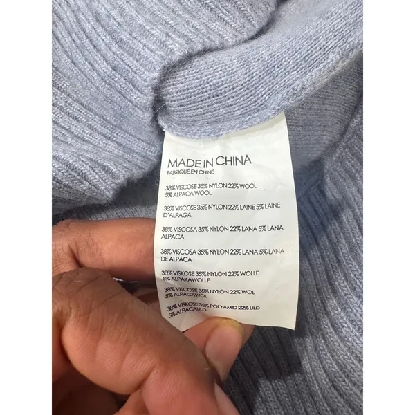 Club Monaco Womens Blue Wool Alpaca Blend Mock Neck High Low Sweater XS - Image 5