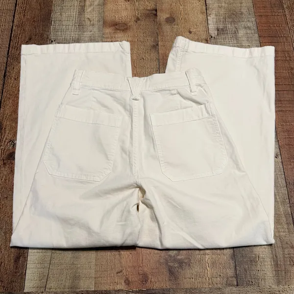 Point Sur J. Crew Women's Cream Wide Leg Crop Trouser Pants Sz 24 Preppy Classic - Image 6
