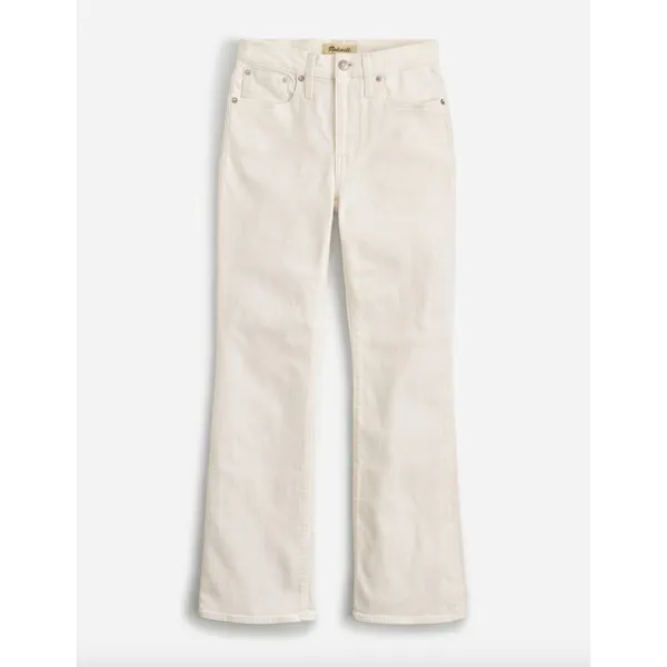Madewell Kick Out Crop Jeans Pure White Stretch Mid Rise Flare NI961 US 24 NWT - Image 5